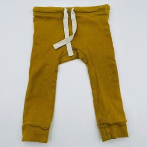mabo Kids Mustard Yellow Ribbed Organic Cotton Drawstring Pants Boho Designer 3m